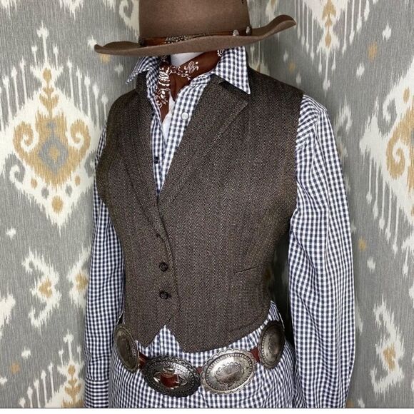 Ralph Lauren * Made in Mexico Wide Brown Leather & Silver Concho Contour Belt - Picture 9 of 16